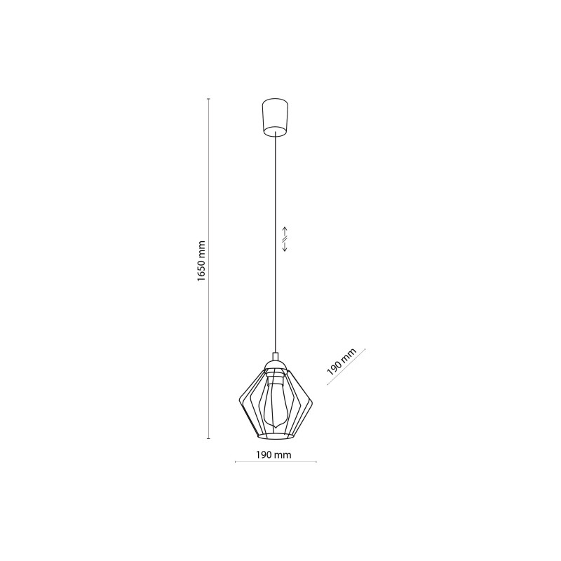 Suspension GALAXY NEW abat-jour cage losange en métal noir douille or Industriel 