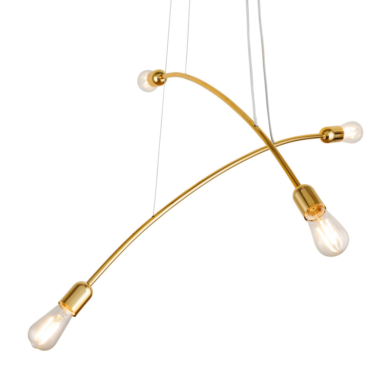 Suspension HELIX GOLD 4 douilles metal doré Industriel 