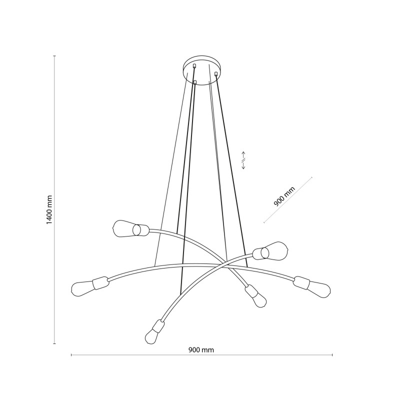 Suspension HELIX GOLD 6 douilles metal doré Industriel 