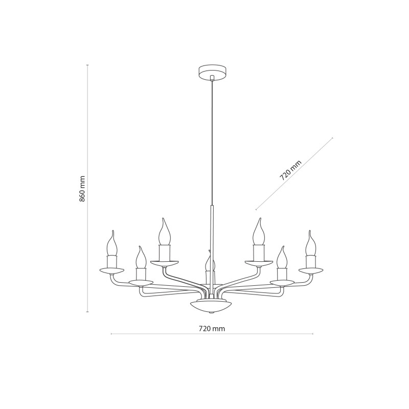 Suspension murale chandelier LIMAL 7 bougeoirs metal noir Vintage 