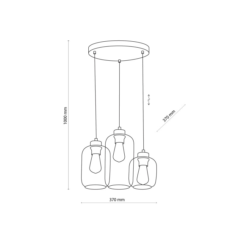 Suspension MARCO BROWN 3 abat-jour verre transparent ambré doré et métal doré Design chic 