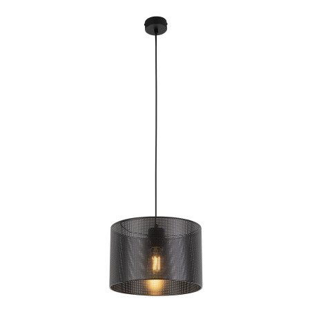 Lampe Suspendue MORENO abat-jour D30cm métal ajouré noir Design Industriel