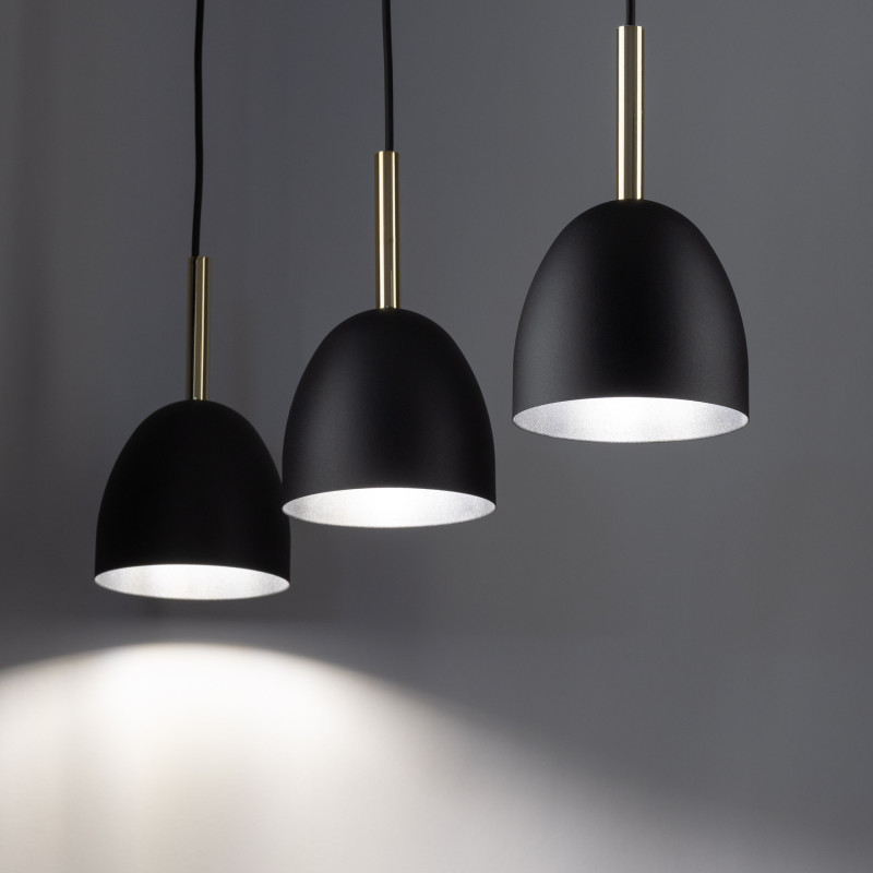 Suspension NORD BLACK 3 abat-jour metal noir Industriel 