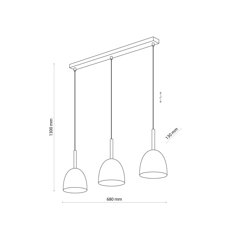 Suspension NORD BLACK 3 abat-jour metal noir Industriel 