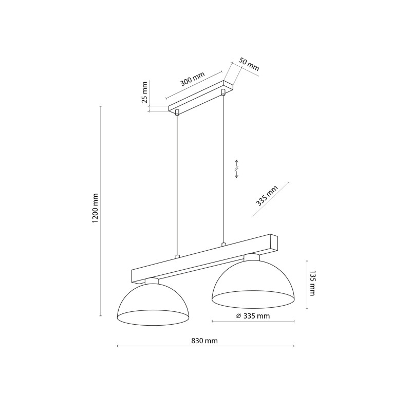 Suspension OSLO BLACK 2 abat-jour metal noir et bois Industriel 