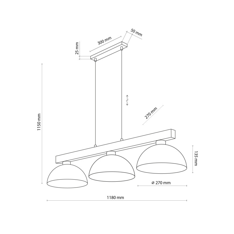 Suspension OSLO WHITE 3 abat-jour metal blanc et bois Industriel 