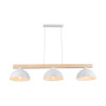 Suspension OSLO WHITE 3 abat-jour metal blanc et bois Industriel 