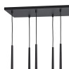 Suspension longue PIANO BLACK 6 sources lumineuses métal noir Design Minimaliste 