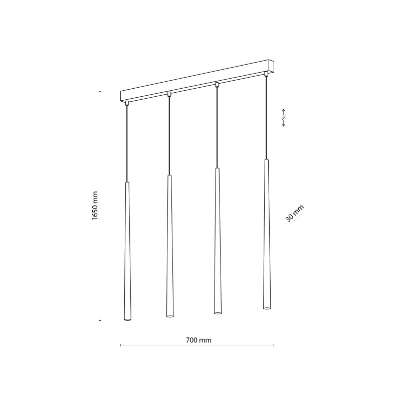 Suspension longue PIANO WHITE 4 sources lumineuses métal blanc Design Minimaliste 