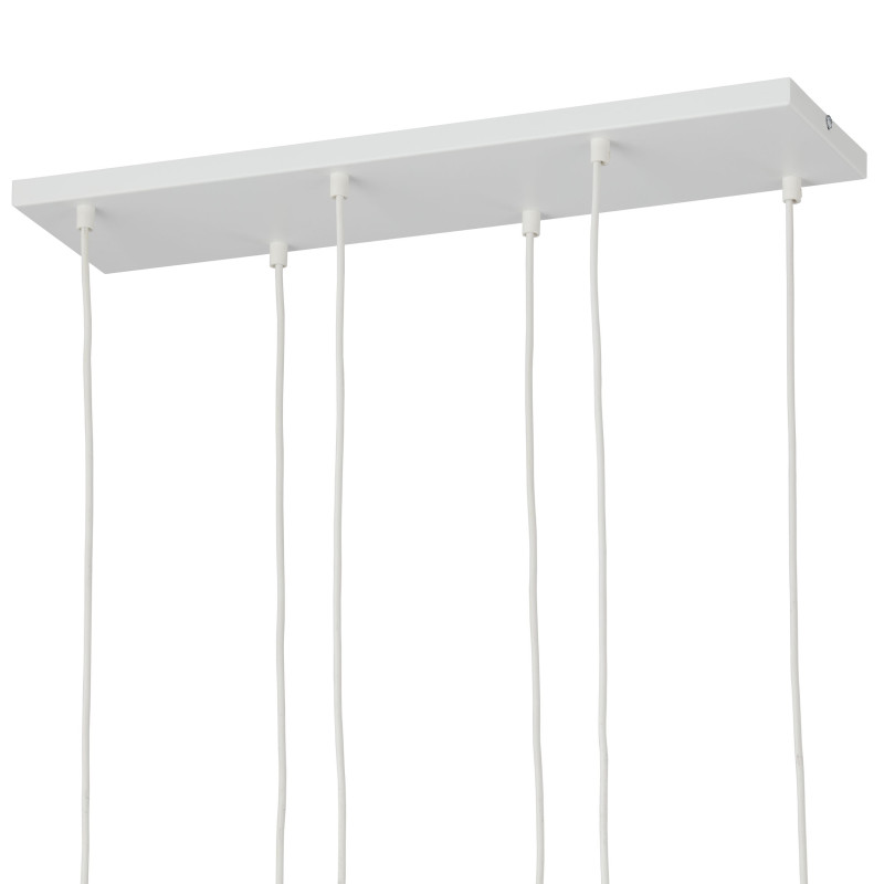 Suspension longue PIANO WHITE 6 sources lumineuses métal blanc Design Minimaliste 