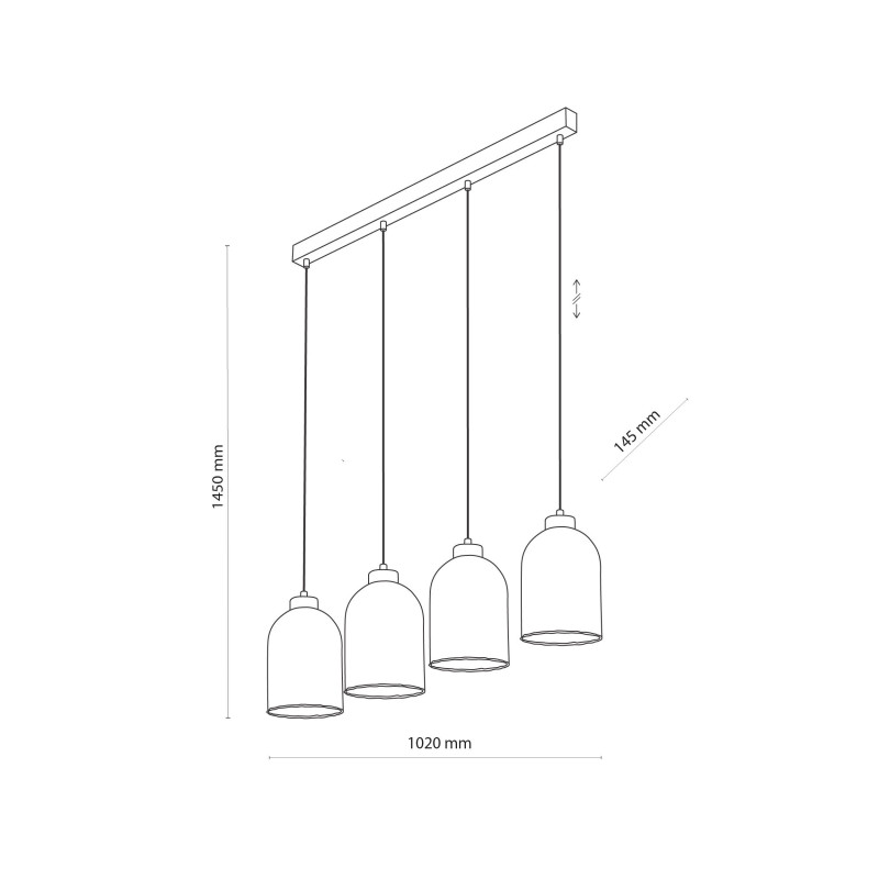 Suspension SATIPO TRANSPARENT 4 abat-jour verre clair douilles metal doré Vintage 