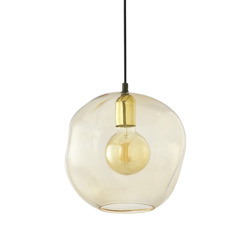 Suspension SOL AMBER verre ambré 28cm et métal doré Design chic 