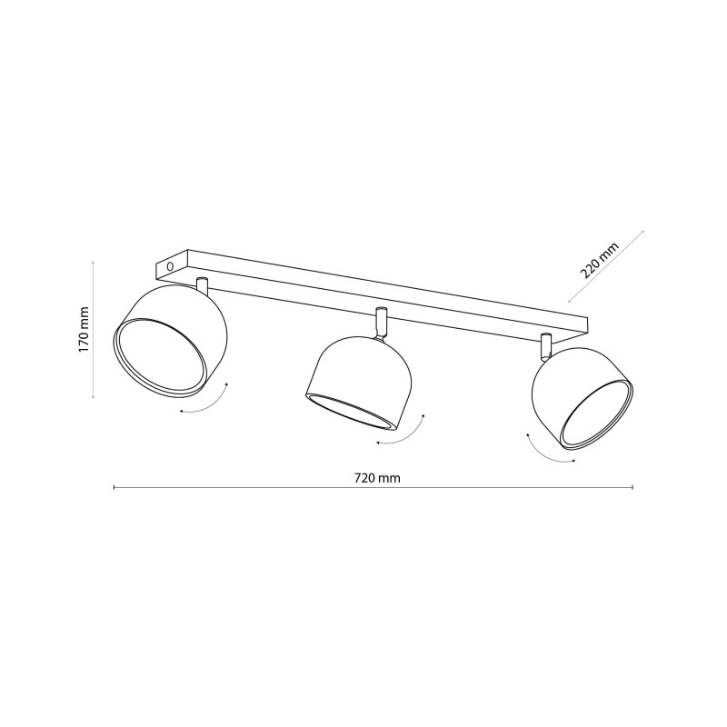 Plafonnier ALTEA WHITE 3 spots orientables alignés metal blanc Minimaliste 