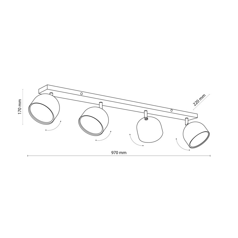 Plafonnier ALTEA WHITE 4 spots orientables alignés metal blanc Minimaliste 