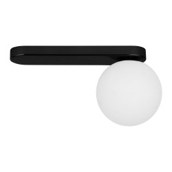 Plafonnier BIANCA BLACK boule verre blanc base allongée metal noir Design chic 