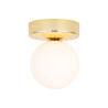 Plafonnier BIANCA GOLD boule verre blanc base ronde metal doré Design chic 
