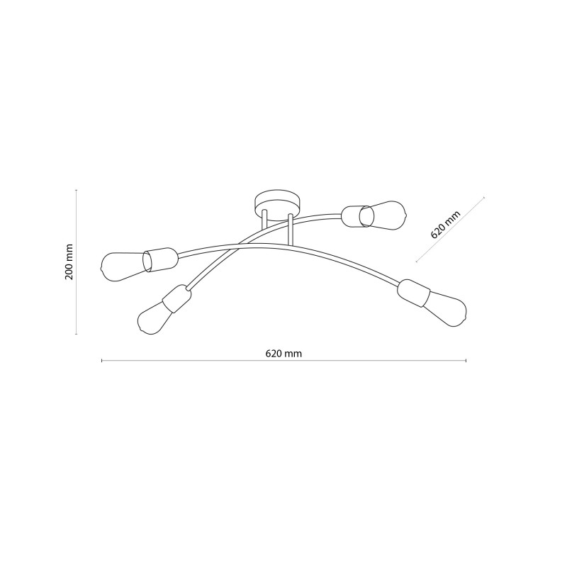 Plafonnier HELIX BLACK 4 douilles metal noir Industriel 