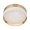 Plafonnier HILTON WHITE/GOLD rond 45cm abat-jour bi-matière tissu blanc metal doré Design chic 