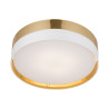 Plafonnier HILTON WHITE/GOLD rond 60cm abat-jour bi-matière tissu blanc metal doré Design chic 