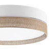 Plafonnier LINOBIANCO rond 60cm tissu blanc et jute Nature 