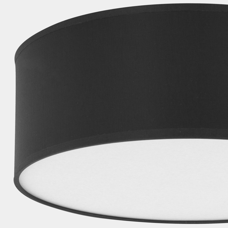 Plafonnier RONDO BLACK rond 45cm tissu noir Design Minimaliste 