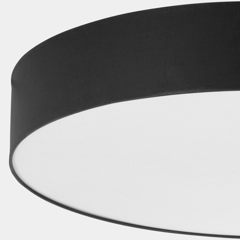 Plafonnier RONDO BLACK rond 78cm tissu noir Design Minimaliste 