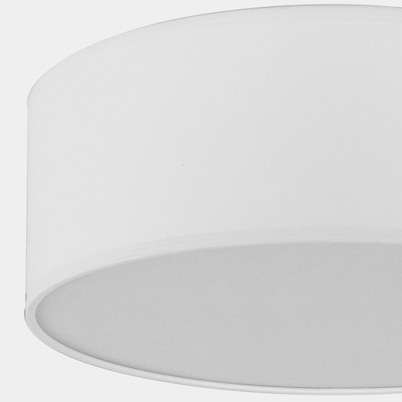 Plafonnier RONDO WHITE rond 45cm tissu blanc Design Minimaliste 