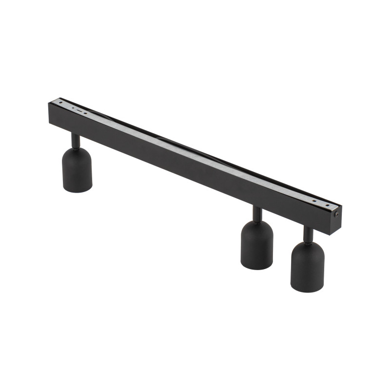 Plafonnier décalé TOP BLACK 3 lampes orientables alignées metal noir Minimaliste 