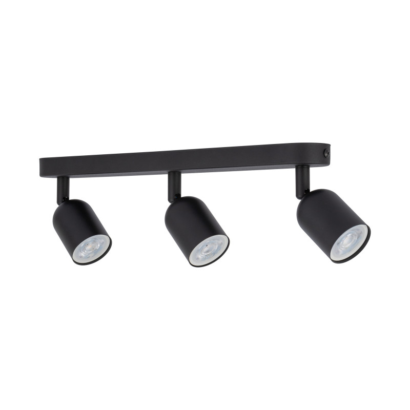 Plafonnier TOP BLACK 3 lampes orientables alignées metal noir Minimaliste 