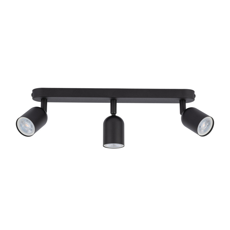 Plafonnier TOP BLACK 3 lampes orientables alignées metal noir Minimaliste 