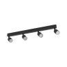 Plafonnier TOP BLACK 4 lampes orientables alignées metal noir Minimaliste 