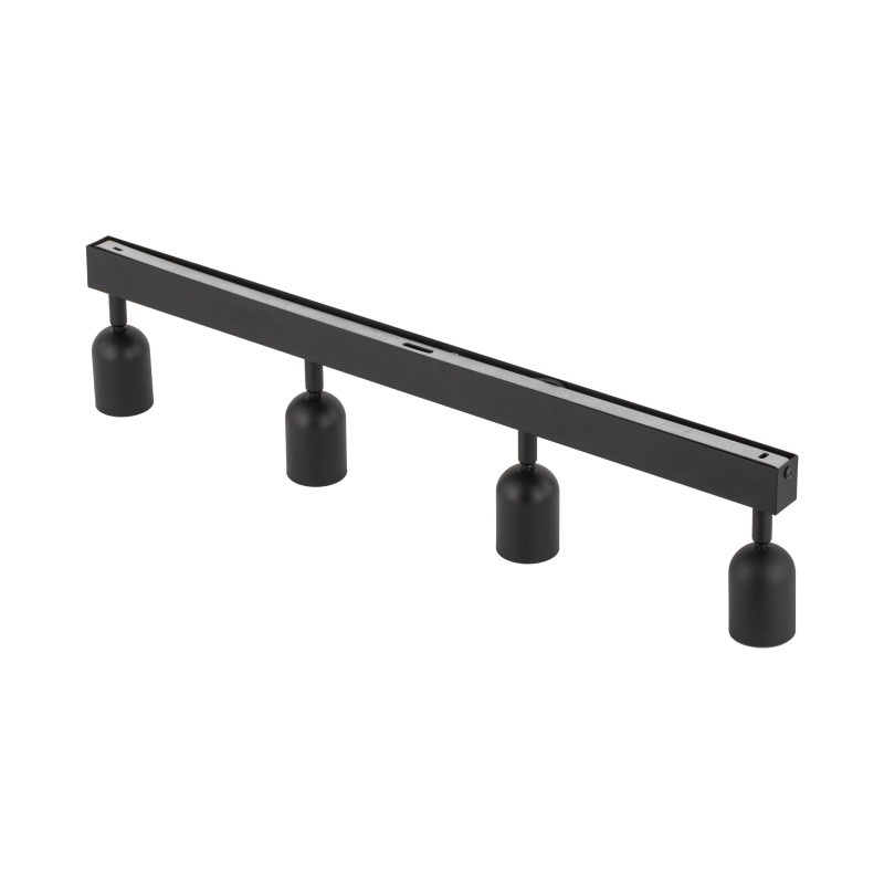 Plafonnier TOP BLACK 4 lampes orientables alignées metal noir Minimaliste 