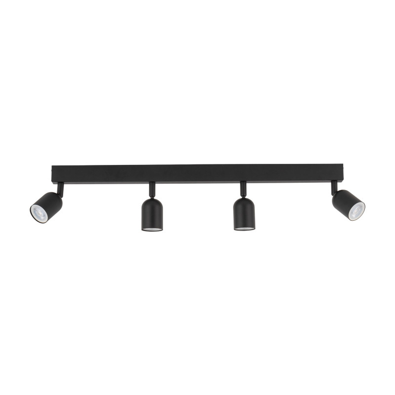 Plafonnier TOP BLACK 4 lampes orientables alignées metal noir Minimaliste 