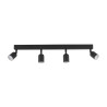 Plafonnier TOP BLACK 4 lampes orientables alignées metal noir Minimaliste 