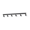 Plafonnier TOP BLACK 6 lampes orientables alignées metal noir Minimaliste 