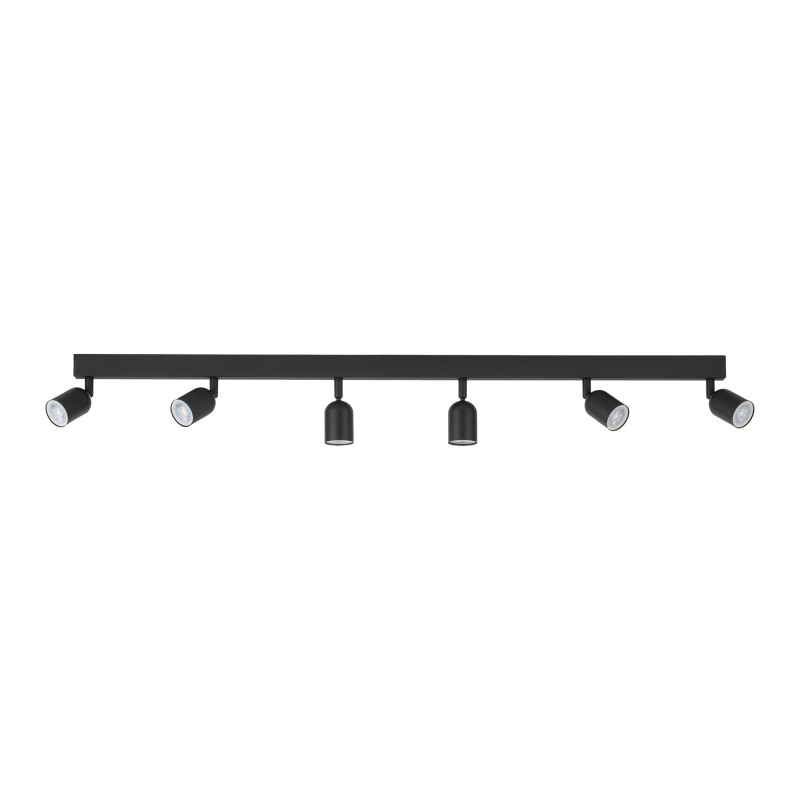 Plafonnier TOP BLACK 6 lampes orientables alignées metal noir Minimaliste 