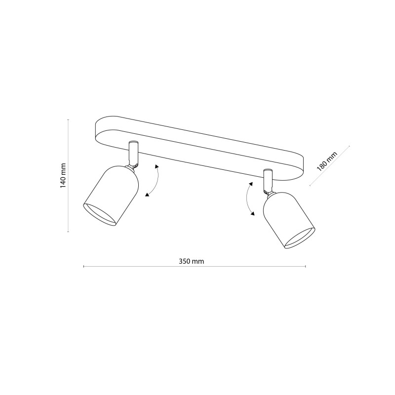 Plafonnier TOP GOLD 2 lampes orientables metal doré Minimaliste 