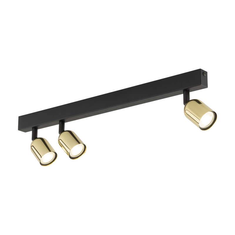 Plafonnier décalé TOP GOLD 3 lampes orientables alignées metal doré Minimaliste 