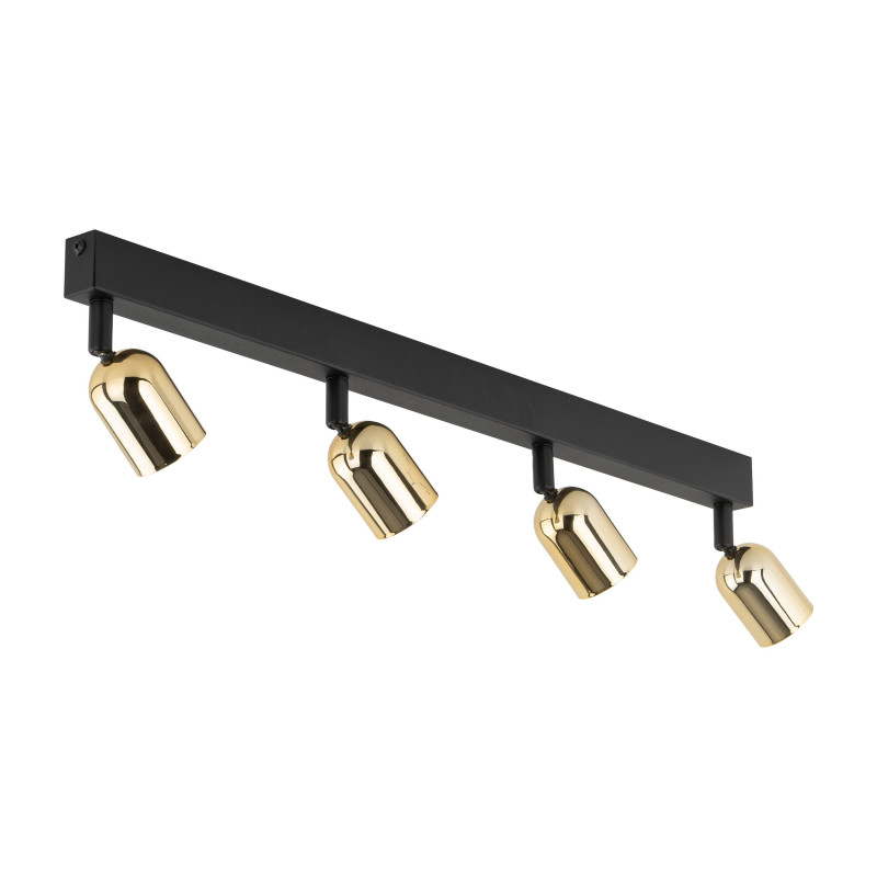 Plafonnier TOP GOLD 4 lampes orientables alignées metal noir Minimaliste 