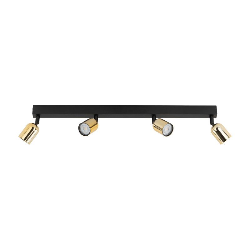 Plafonnier TOP GOLD 4 lampes orientables alignées metal noir Minimaliste 