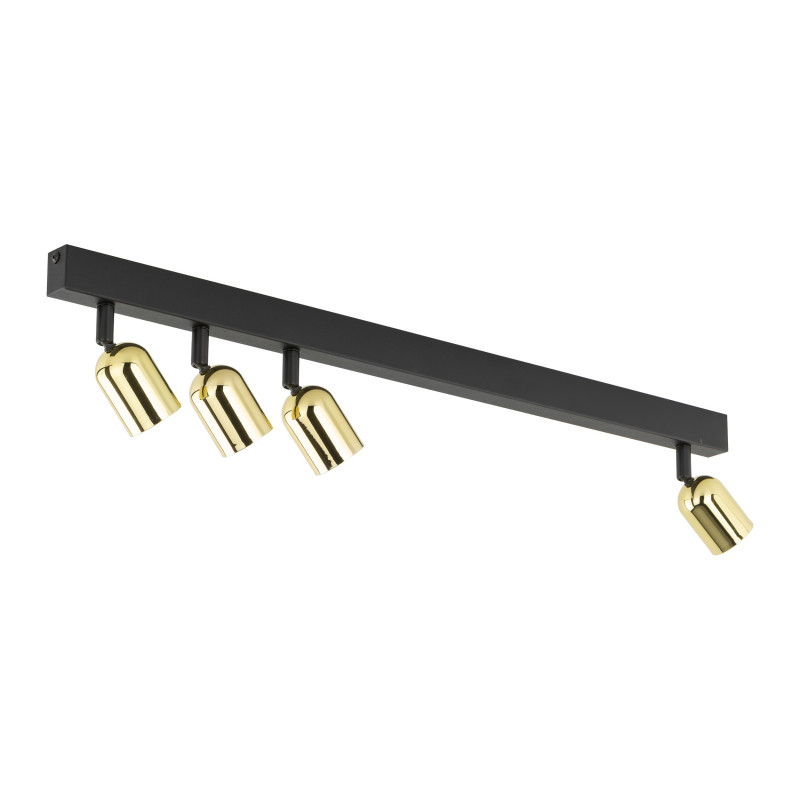 Plafonnier décalé TOP GOLD 4 lampes orientables alignées metal doré Minimaliste 