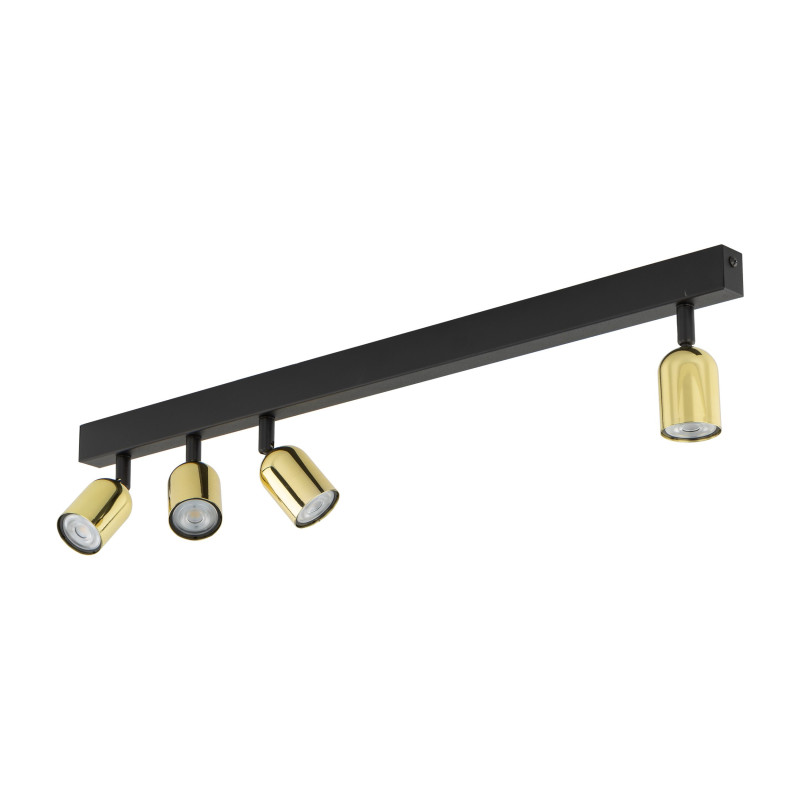 Plafonnier décalé TOP GOLD 4 lampes orientables alignées metal doré Minimaliste 