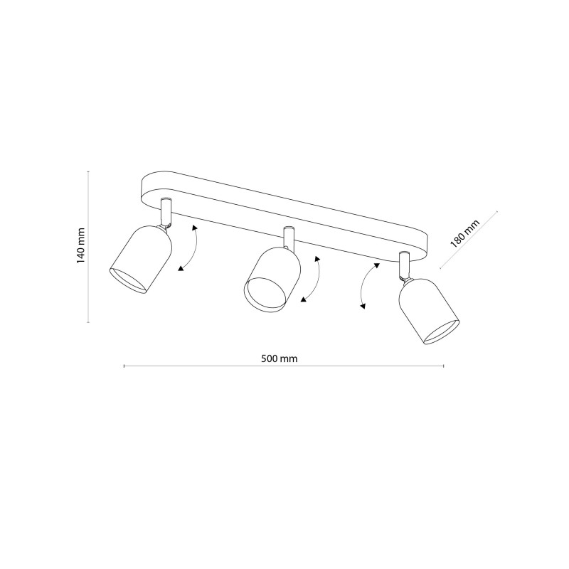 Plafonnier TOP WHITE 3 lampes orientables alignées métal blanc Design Minimaliste 