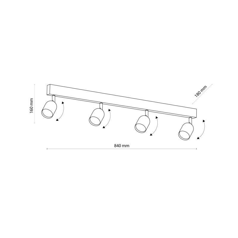 Plafonnier TOP WHITE 4 lampes orientables alignées métal blanc Design Minimaliste 