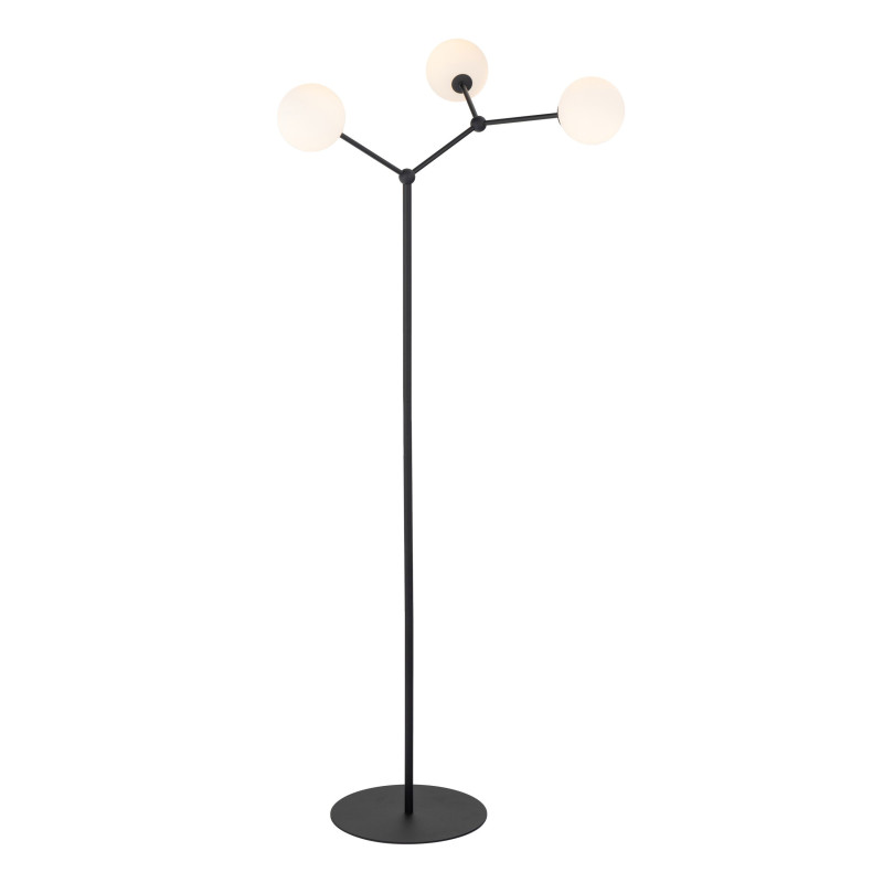 Lampadaire FAIRY BLACK 3 boules verre blanc et metal noir Design chic 