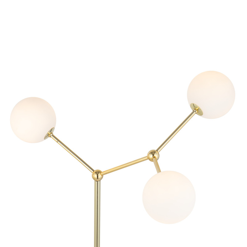 Lampadaire FAIRY GOLD 3 boules verre blanc et metal doré Design chic 