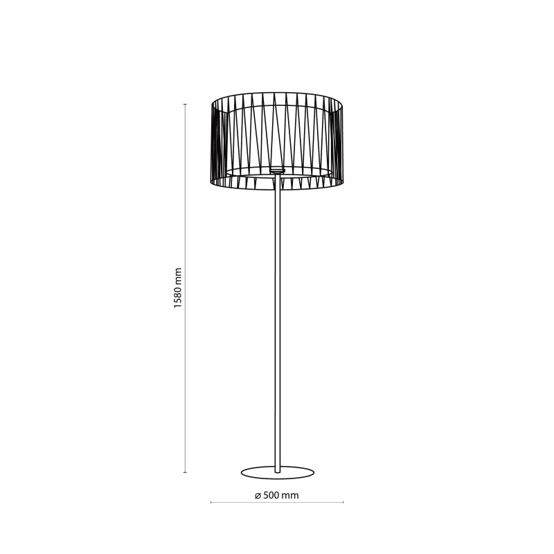 Lampadaire HARMONY BLACK Tissu et métal noir Design chic 