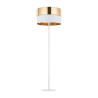 Lampadaire HILTON WHITE/GOLD abat-jour bi-matière tissu blanc metal doré Design chic 