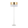 Lampadaire HILTON WHITE/GOLD abat-jour bi-matière tissu blanc metal doré Design chic 