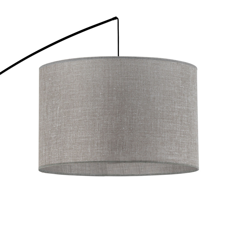 Lampadaire MOBY GRAY abat-jout tissu gris et pied metal Minimaliste 